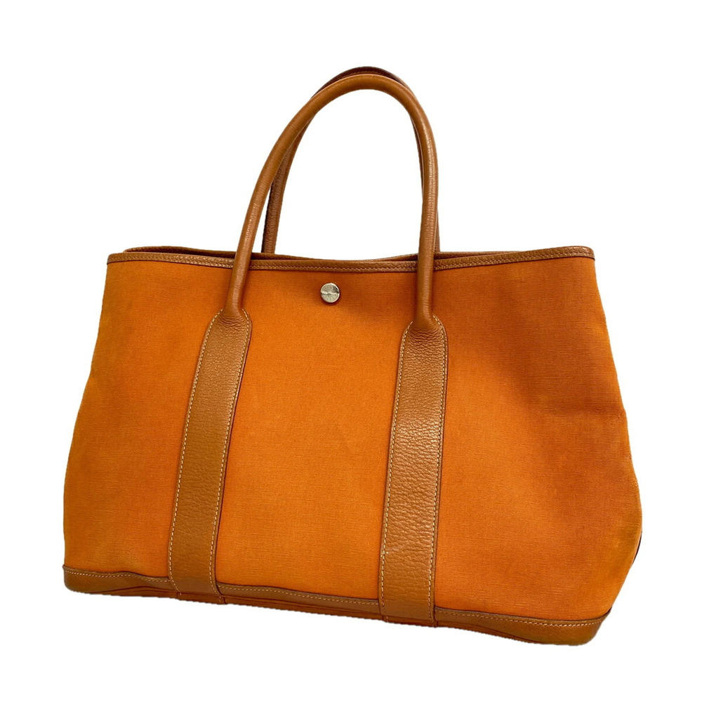 Hermes Garden PM Tote Bag, Toile Officier, Orange, □I stamp, Women's, P3607631
